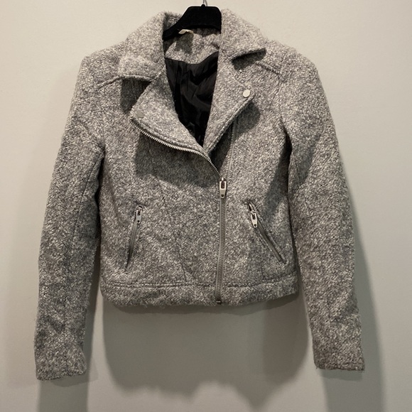 H&M Grey Wool Moto Crop Jacket - Picture 4 of 15